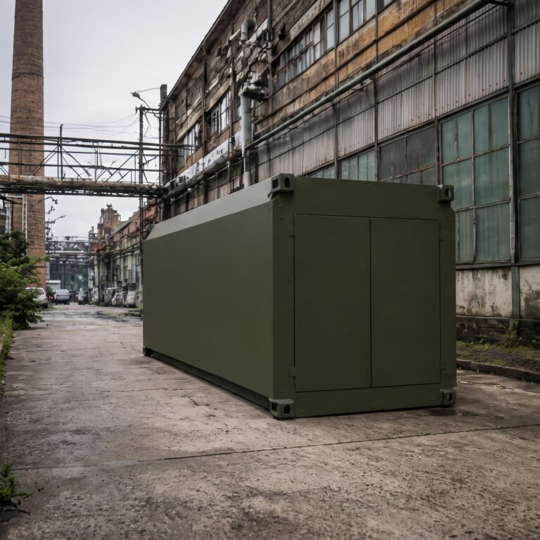 Mobilny moduł techniczny HERMIT 2.0 na terenie zakładu przemysłowego